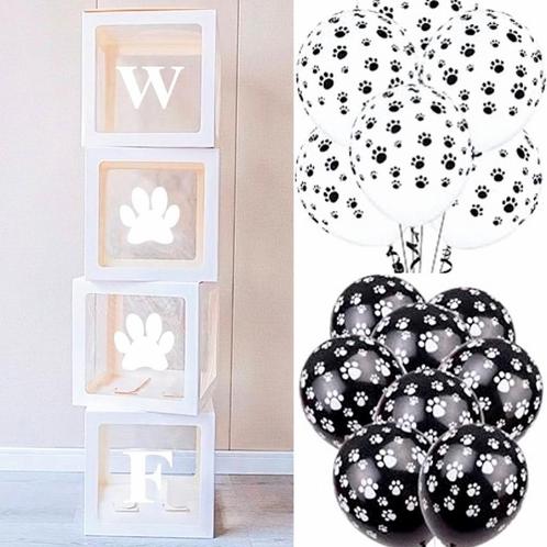 Vier letter ballon blokken wit met opdruk WOOF + ballonnen, Dieren en Toebehoren, Honden-accessoires, Nieuw, Verzenden