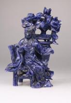 Chinese Carved Lady Sodalite Guanyin - Steen, Sodalite -