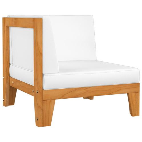 vidaXL Hoekbank sectioneel met crèmewitte kussens acaciahout, Tuin en Terras, Tuinsets en Loungesets, Nieuw, Hardhout, Verzenden