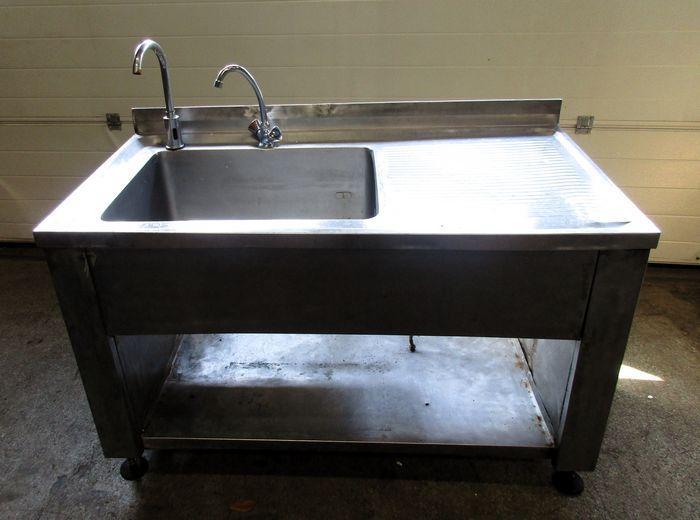 RVS Wastafel, Spoeltafel met kraan B130 x D70 x H85cm, Zakelijke goederen, Horeca | Keukenapparatuur, Gebruikt