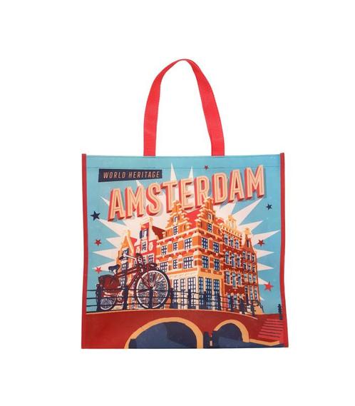 Shopper Amsterdam vintage grachtenhuisjes, Kleding | Heren, Schoenen, Nieuw, Ophalen of Verzenden