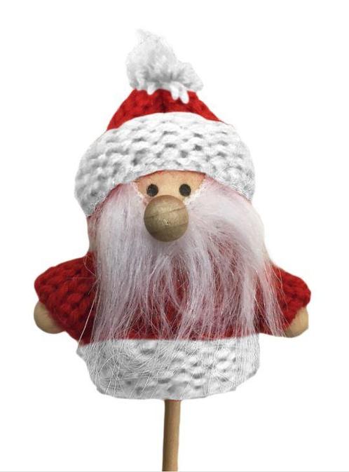 Kerstman bijsteker santa claus 6,5cm op 10cm stok rood/wit, Huis en Inrichting, Woonaccessoires | Kunstplanten en Kunstbloemen