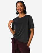 HEMA Dames T-shirt Luna glitter zwart, Kleding | Dames, Verzenden, Nieuw