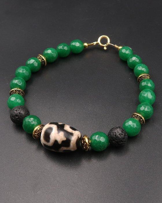 Emeraude, lavasteen - Armband Nectar Dzi - Fortuin en, Antiek en Kunst, Antiek | Boeken en Bijbels