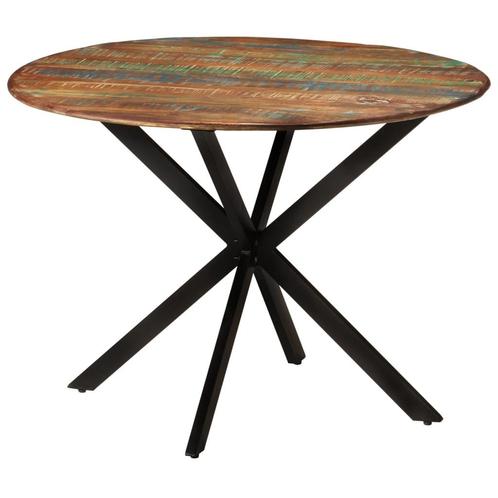 vidaXL Eettafel Ø110x78 cm massief gerecycled hout en staal, Huis en Inrichting, Tafels | Eettafels, Nieuw, Verzenden