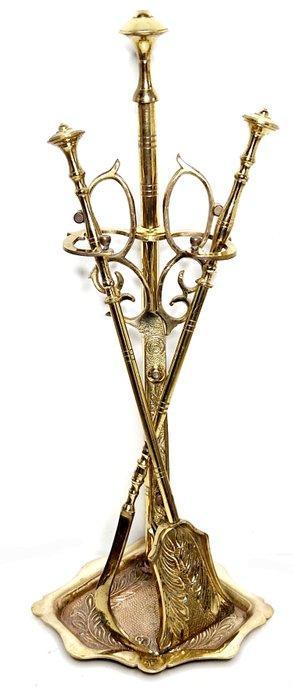 Openhaard accessoire (4) - Haardstel - Messing - Haardstel, Antiek en Kunst, Antiek | Overige Antiek