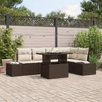 vidaXL 6-delige Tuinbankenset met kussens poly rattan bruin, Tuin en Terras, Verzenden, Nieuw, Rotan