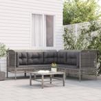 vidaXL 5-delige Loungeset met kussens poly rattan grijs, Verzenden, Nieuw, Rotan, Loungeset