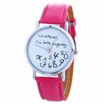 Fako® - Horloge - Whatever, Im Late Anyway - Fuchsia, Verzenden, Nieuw