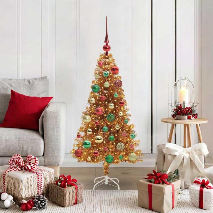 vidaXL Kerstboom met 150 LED met standaard Goud 120 cm PET, Diversen, Kerst, Nieuw, Verzenden