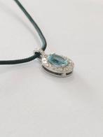 Hanger - 18 karaat Witgoud Topaas - Diamant - 1,28ct -, Sieraden, Tassen en Uiterlijk, Antieke sieraden