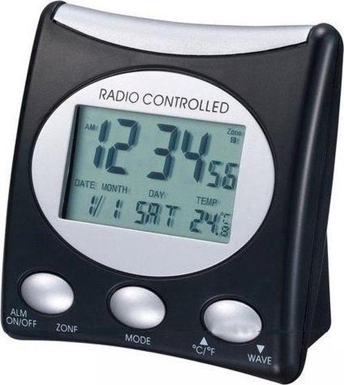 Radio gestuurde wekker - Technoline WT 221 Zwart, Witgoed en Apparatuur, Wekkers, Verzenden