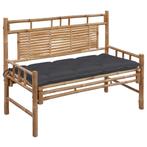 vidaXL Tuinbank met kussen 120 cm bamboe, Tuin en Terras, Tuinbanken, Verzenden, Nieuw, Hout