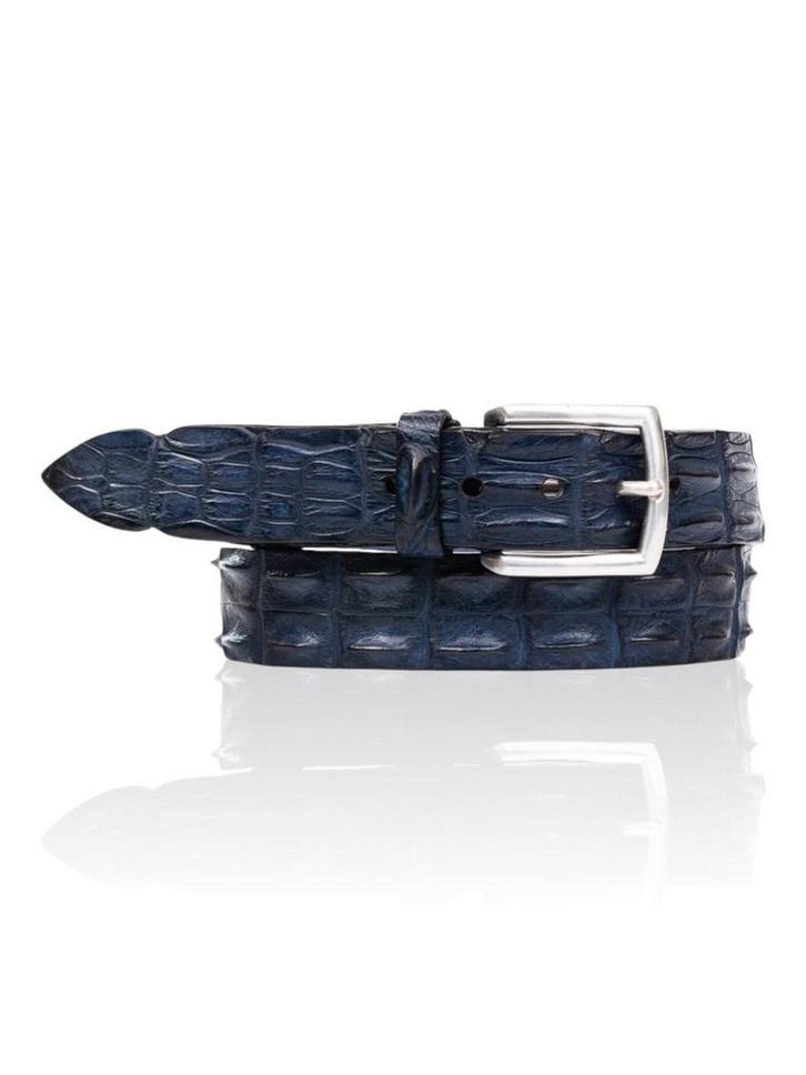 Mooie Exclusieve Croco leren riem donkerblauw AANBIEDING, Kleding | Heren, Riemen en Ceinturen, Echt leder, Overige kleuren, Nieuw