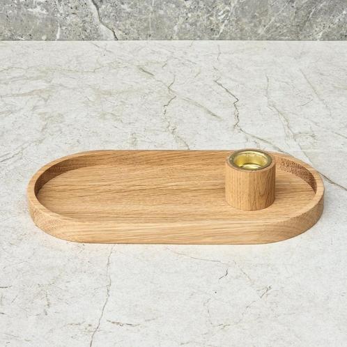 HOCHO Eikenhouten Dienblad met Kaarshouder – 200x100x35 m., Huis en Inrichting, Keuken | Keukenbenodigdheden, Nieuw, Ophalen of Verzenden
