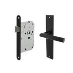 Deurbeslag set geveerd met loopslot en deurklink Ferro zw..., Ophalen of Verzenden, Nieuw, IJzer, Klink of Kruk