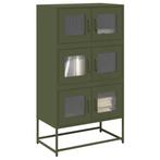 vidaXL buffetkast 68x39x123 cm staal olijfgroen, Huis en Inrichting, Kasten | Buffetkasten, Verzenden, Nieuw, Metaal