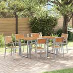 vidaXL Tuin Eetset 7 pcs Grijs en bruin Staal en massief, Tuin en Terras, Tuintafels, Verzenden, Nieuw