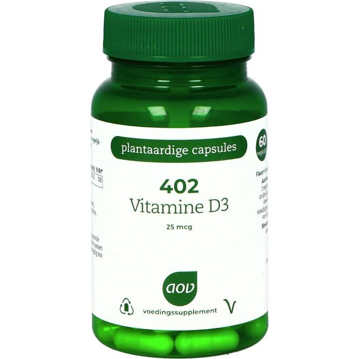 AOV 402 Vitamine D3 25 mcg - 60 Vegetarische capsules, Sport en Fitness, Gezondheidsproducten en Wellness, Verzenden
