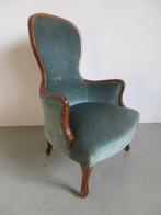 Fauteuil - Hout, Velours - Rookfauteuil, Antiek en Kunst