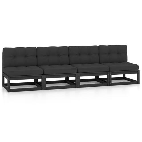 vidaXL Tuinbank 4-zits met kussens massief grenenhout, Tuin en Terras, Tuinsets en Loungesets, Nieuw, Verzenden