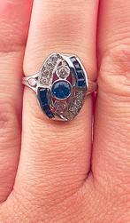 Ring - 18 karaat Witgoud Saffier - Diamant, Nieuw