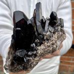 Zwarte Kwarts Kristalcluster - Hoogte: 13 cm - Breedte: 9, Verzamelen, Mineralen en Fossielen