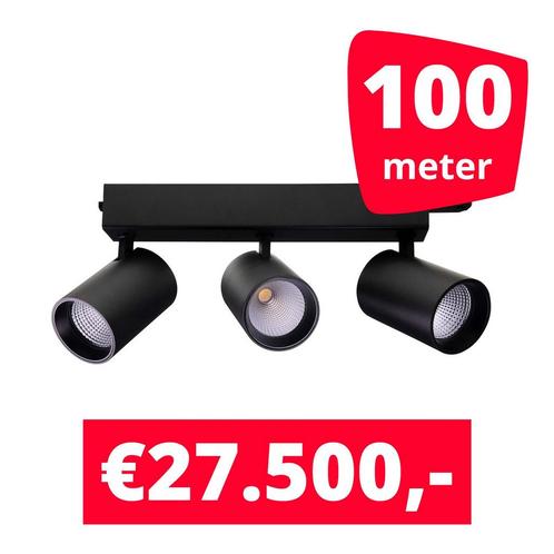 LED Railverlichting Tripolore Zwart 100 spots + 100M rails, Zakelijke goederen, Kantoor en Winkelinrichting | Winkel en Inventaris