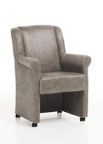 Eetkamerstoel Mandy met wielen - eetkamerstoelen - Taupe, Huis en Inrichting, Nieuw, Stof