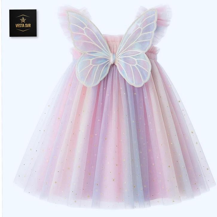 Vesta svr® Prinsessenjurk meisje - Regenboogjurk -vlinderjur, Kinderen en Baby's, Carnavalskleding en Verkleedspullen, Nieuw, Verzenden