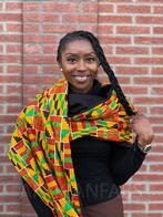 Warme Sjaal met Afrikaanse print Unisex - Geel / Groene kent, Kleding | Dames, Mutsen, Sjaals en Handschoenen, Ophalen of Verzenden