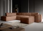 Hoekbank - Cognac - Leer Rechts Industrieel 261x216 bankstel, Huis en Inrichting, Banken | Bankstellen, 250 tot 300 cm, Verzenden