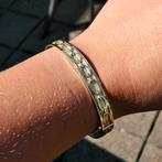 Gouden slavenarmband met gravures | Ø 60 mm (vintage), Sieraden, Tassen en Uiterlijk, Armbanden, Ophalen of Verzenden, Gebruikt