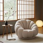 Fauteuil Poppy Boucle Beige | 97x97x69cm, Huis en Inrichting, Fauteuils, Ophalen, Nieuw