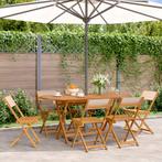 vidaXL Tuinstoelen 6 st inklapbaar stof en massief hout, Tuin en Terras, Tuinstoelen, Verzenden, Nieuw, Hout