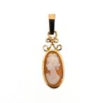 Gouden hanger met camee | Vintage (schelp, lagensteen), Ophalen of Verzenden, Gebruikt, Goud, Overige merken