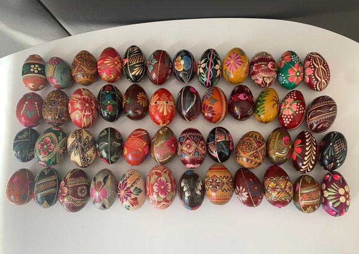 sculptuur, Œufs Pysanky - 6 cm - Hout - 1900, Antiek en Kunst, Curiosa en Brocante