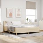 vidaXL Boxspring Bed met Matras & LED Crème 180x200 cm Stof, Eenpersoons, Verzenden, Nieuw, 80 cm