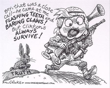 Pentekening Amerika - Clinton waarheid (lijst optie), Antiek en Kunst, Kunst | Tekeningen en Foto's, Verzenden