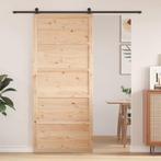 vidaXL Schuifdeur Naturel 90 x 208 cm Massief grenenhout, Doe-het-zelf en Verbouw, Deuren en Horren, Verzenden, Nieuw