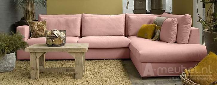 Hoekbank Velddriel - hoekbanken - Roze, Huis en Inrichting, Banken | Sofa's en Chaises Longues, Nieuw, Stof