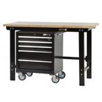 Werkbank zwart 150 cm met hardhouten blad en, Ophalen of Verzenden, Nieuw