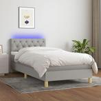 vidaXL Boxspring met matras en LED stof lichtgrijs 80x200 cm, Huis en Inrichting, Eenpersoons, Verzenden, Nieuw, 80 cm