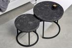 Set van 2 bijzettafels ELEGANCE 45cm zwart marmeren design, Huis en Inrichting, Tafels | Sidetables, Ophalen of Verzenden, Nieuw