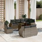 vidaXL 9-delige Loungeset met kussens poly rattan grijs, Verzenden, Nieuw, Rotan, Loungeset