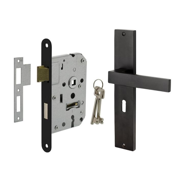 Deurbeslag set Lusso met sleutelgat en klavier dag-en nac..., Doe-het-zelf en Verbouw, Hang- en Sluitwerk, Klink of Kruk, Nieuw