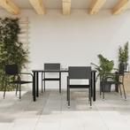 vidaXL 5-delige Tuinset poly rattan zwart, 4 zitplaatsen, Nieuw, Tuinset, Verzenden