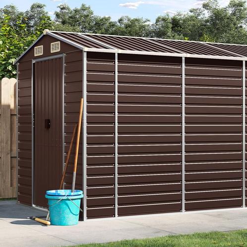 vidaXL Tuinschuur 191x555x198 cm gegalvaniseerd staal bruin, Tuin en Terras, Tuinhuizen, Nieuw, Verzenden