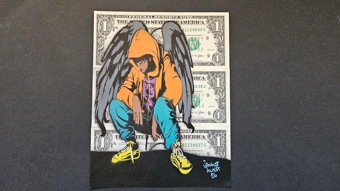 Jinks Kunst - ANGEL - 3 Real US $1 Banknotes - New Artwork, Antiek en Kunst, Kunst | Designobjecten