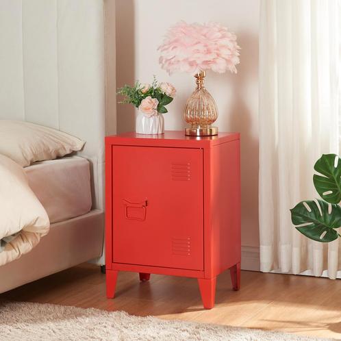 Nachtkastje Inari metaal 57x40x30 cm rood [en.casa], Huis en Inrichting, Tafels | Bijzettafels, Nieuw, Verzenden